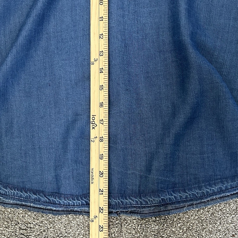 ANTHROPOLOGIE Tina Jo Tencel/Denim A-Line Swing Skirt Large Petite LP - Picture 8 of 10
